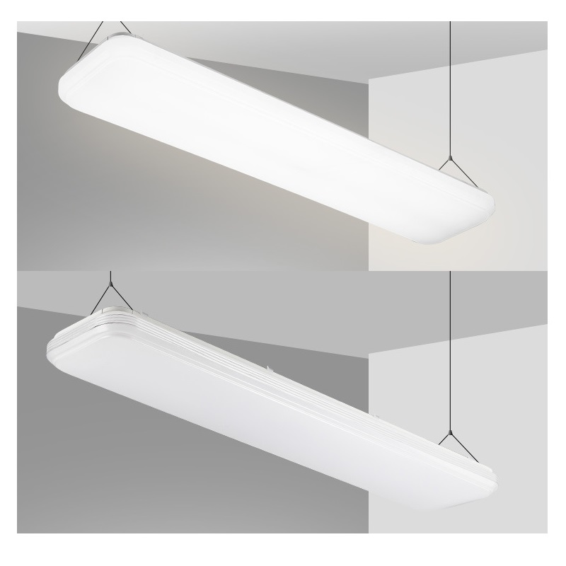 Lampe d \'atelier commerciale de 4 pieds LED lampe 60W faible compartiment placage linéaire plat plafond de bureau [4 lampes 32W Equivalent de fluorescence] 5000k